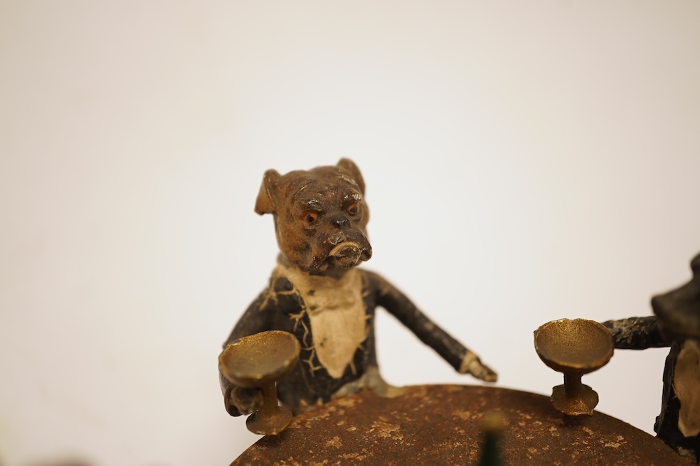 A cold painted spelter miniature ‘dog’ group, 6.5cm